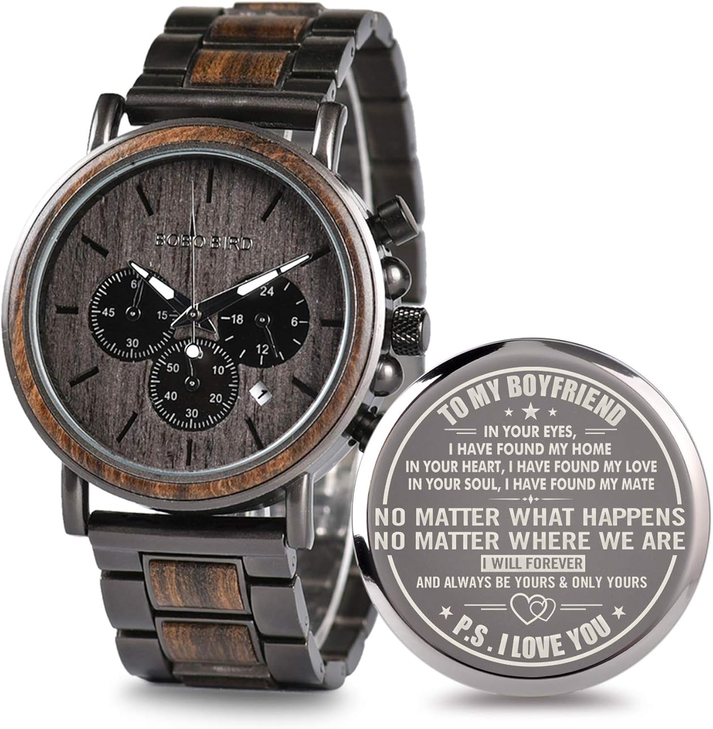 2win Engraved Wooden Watch for Boyfriend My Man Fiancé Husband Customized Personalized Wood Watches for Men Birthday Anniversary Personalized Watch - Image 17