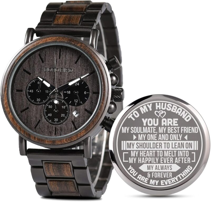 2win Engraved Wooden Watch for Boyfriend My Man Fiancé Husband Customized Personalized Wood Watches for Men Birthday Anniversary Personalized Watch - Image 20