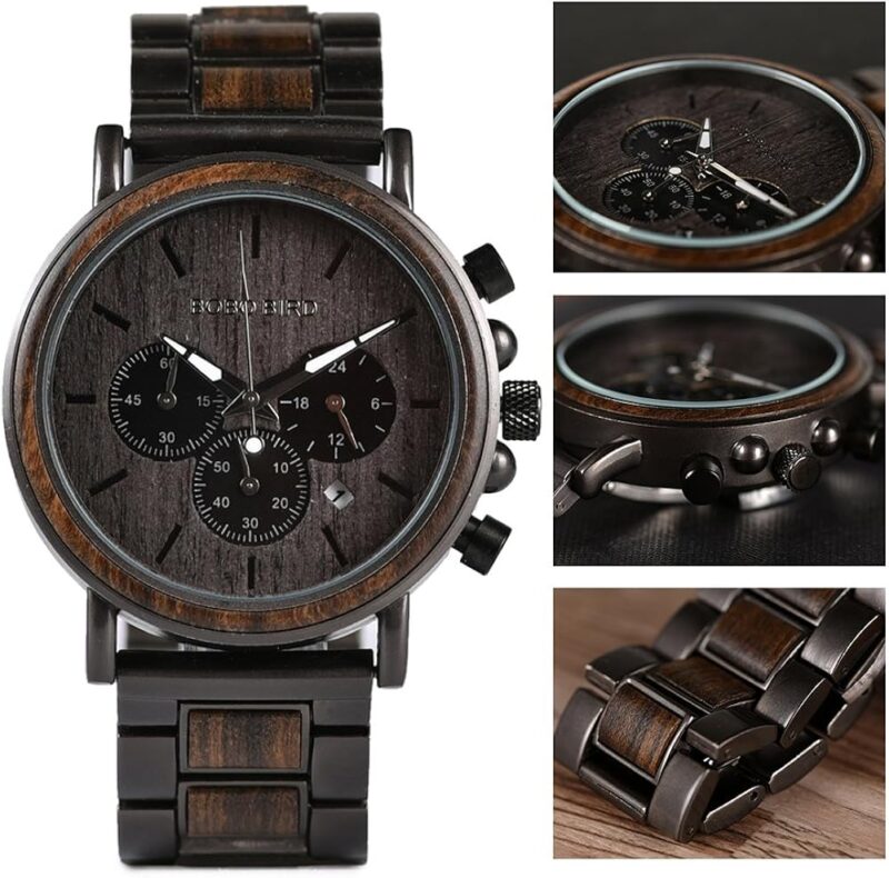 2win Engraved Wooden Watch for Boyfriend My Man Fiancé Husband Customized Personalized Wood Watches for Men Birthday Anniversary Personalized Watch - Image 2