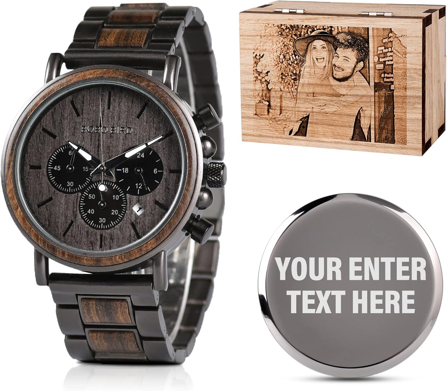 2win Engraved Wooden Watch for Boyfriend My Man Fiancé Husband Customized Personalized Wood Watches for Men Birthday Anniversary Personalized Watch - Image 18