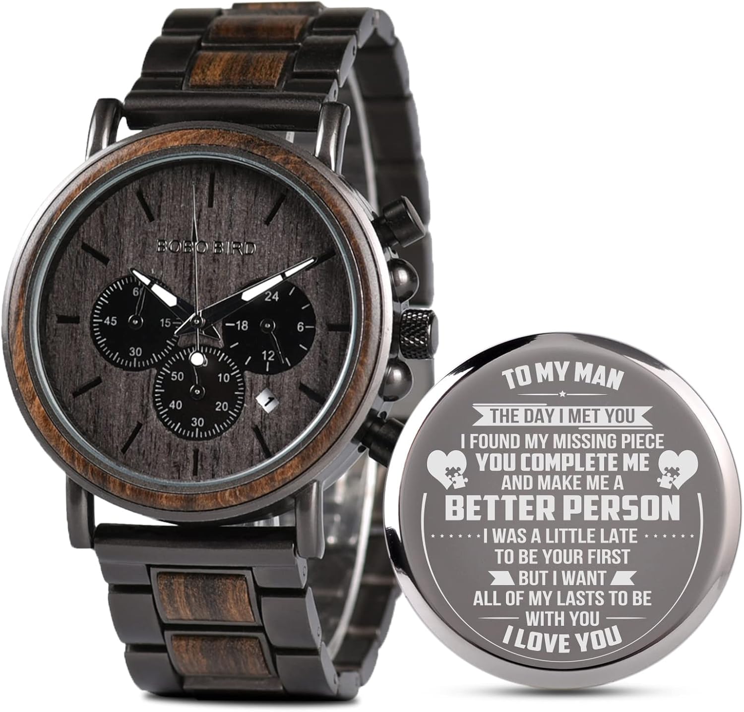 2win Engraved Wooden Watch for Boyfriend My Man Fiancé Husband Customized Personalized Wood Watches for Men Birthday Anniversary Personalized Watch - Image 24