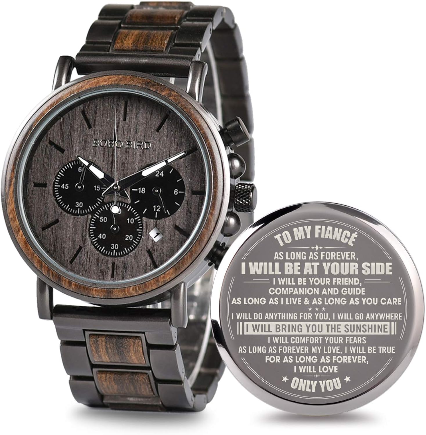 2win Engraved Wooden Watch for Boyfriend My Man Fiancé Husband Customized Personalized Wood Watches for Men Birthday Anniversary Personalized Watch - Image 26