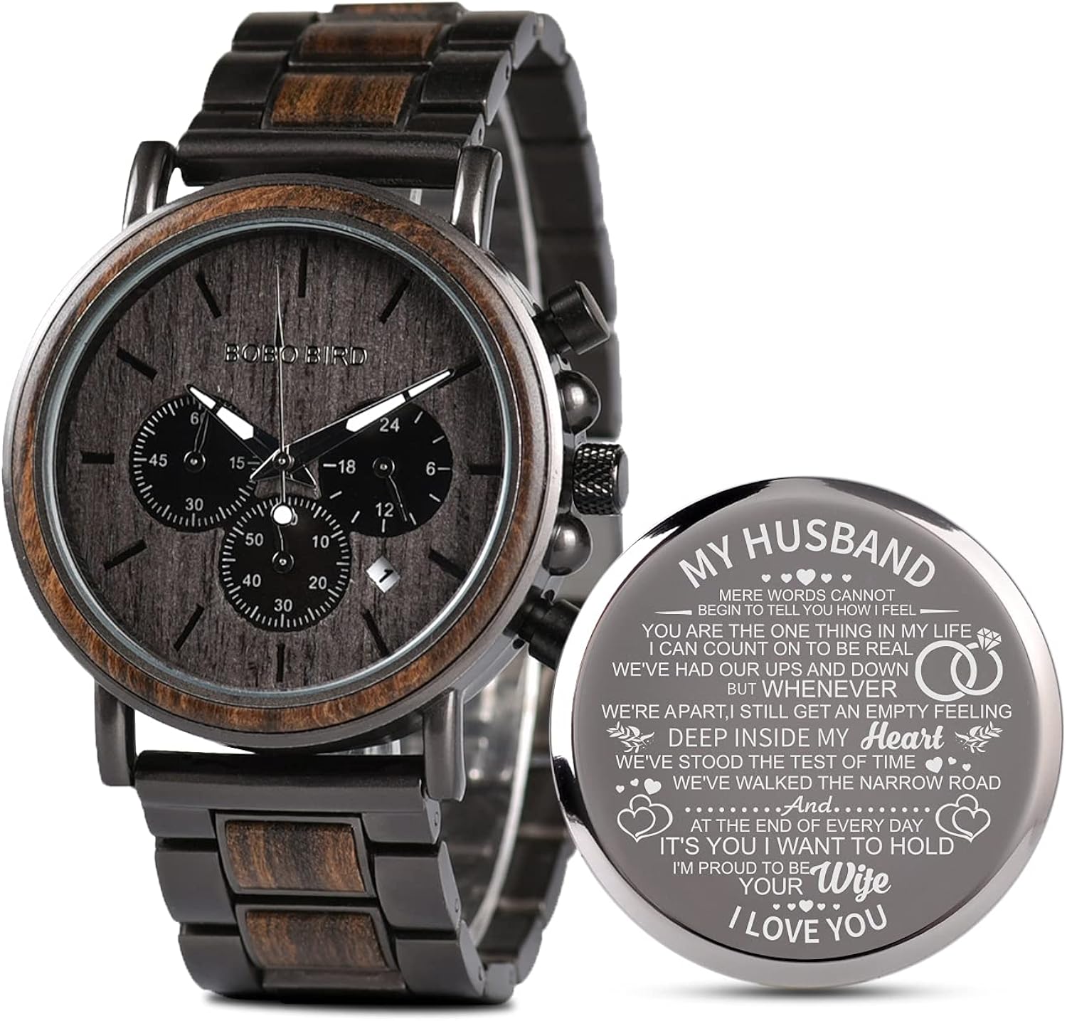 2win Engraved Wooden Watch for Boyfriend My Man Fiancé Husband Customized Personalized Wood Watches for Men Birthday Anniversary Personalized Watch - Image 11