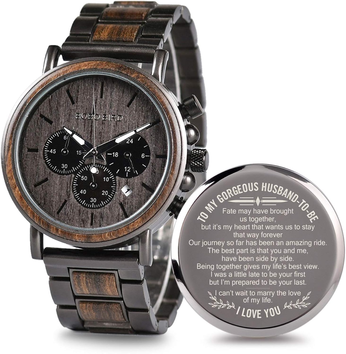 2win Engraved Wooden Watch for Boyfriend My Man Fiancé Husband Customized Personalized Wood Watches for Men Birthday Anniversary Personalized Watch - Image 15