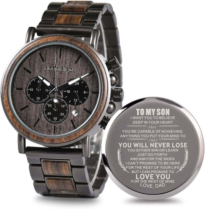 2win Engraved Wooden Watch for Boyfriend My Man Fiancé Husband Customized Personalized Wood Watches for Men Birthday Anniversary Personalized Watch - Image 21