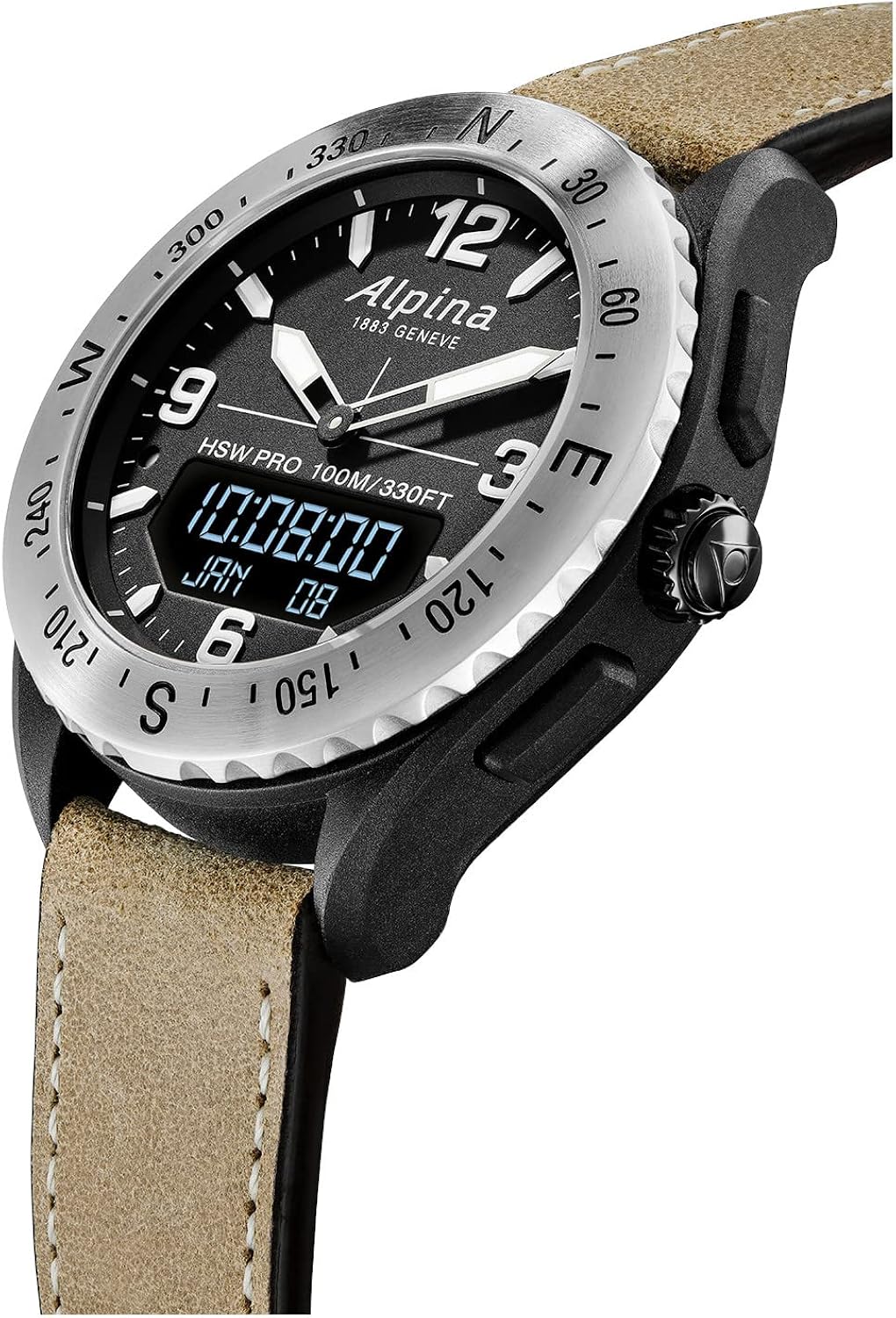 Alpina Men's Alpiner X Outdoor Connected Watch, Multi-Functional, Activity, Sleep, GPS, Message Notifications, Worldtimer, Digitial LED Screen, Sapphire Crystal, 45mm - Image 2