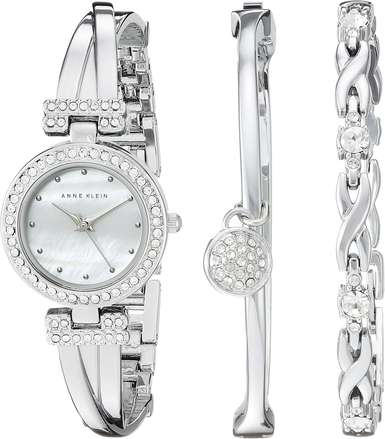 Anne Klein Women's Premium Crystal Accented Bangle Watch and Bracelet Set - Image 7