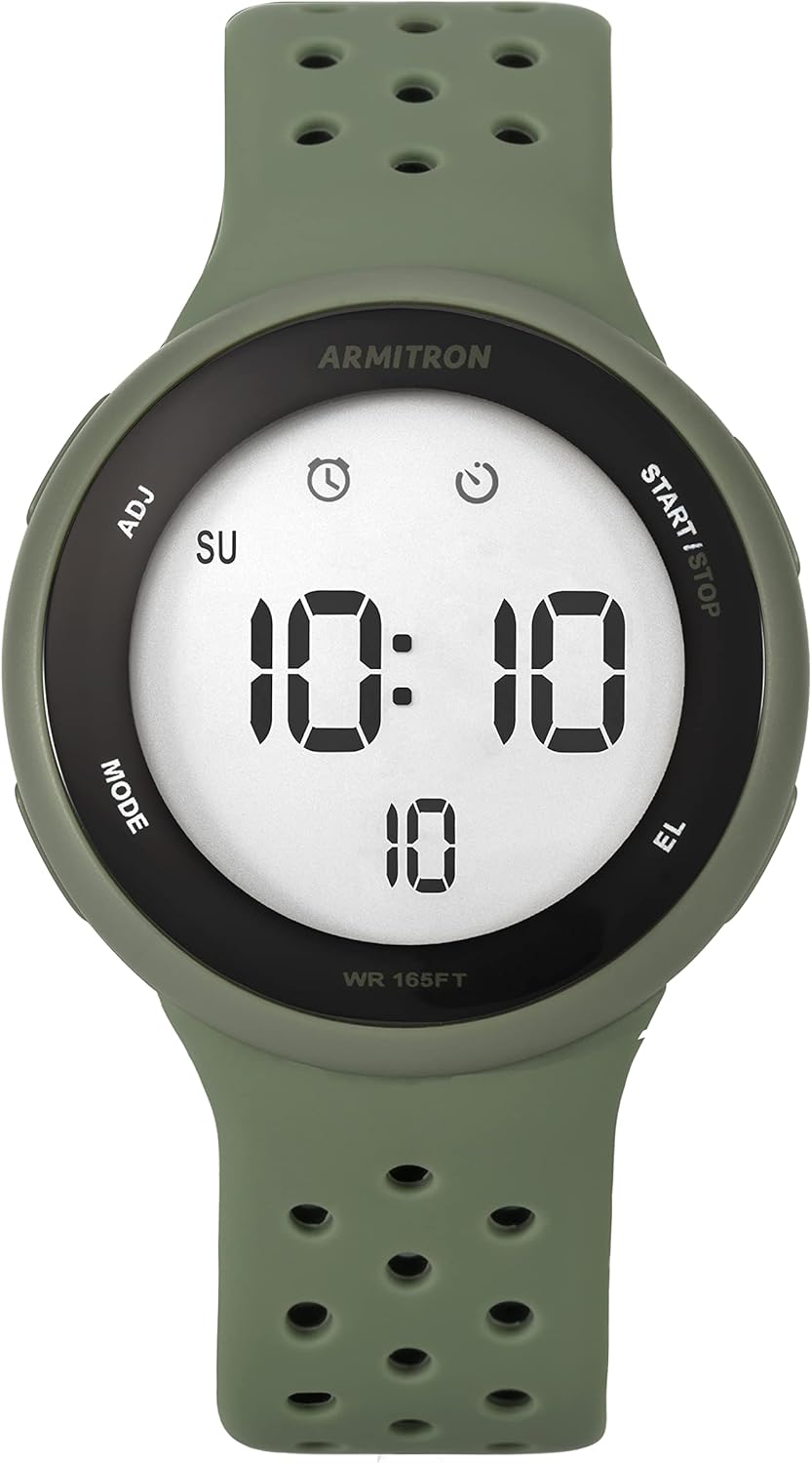 Armitron Sport Unisex Digital Chronograph Silicone Strap Watch, 40\/8423 - Image 6