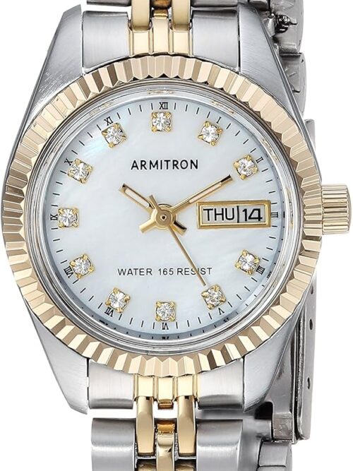 Armitron Women's Day\/Date Crystal Accented Dial Metal Bracelet Watch, 75\/2475