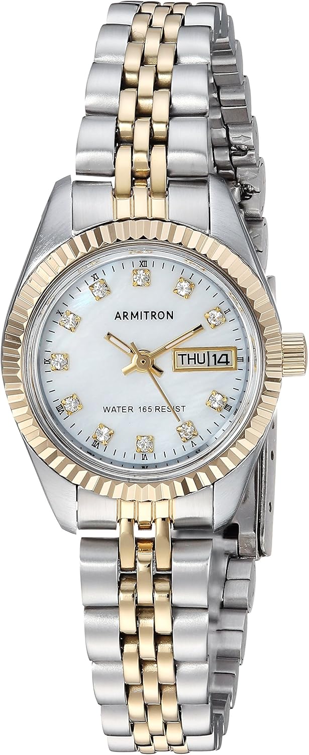 Armitron Women's Day\/Date Crystal Accented Dial Metal Bracelet Watch, 75\/2475