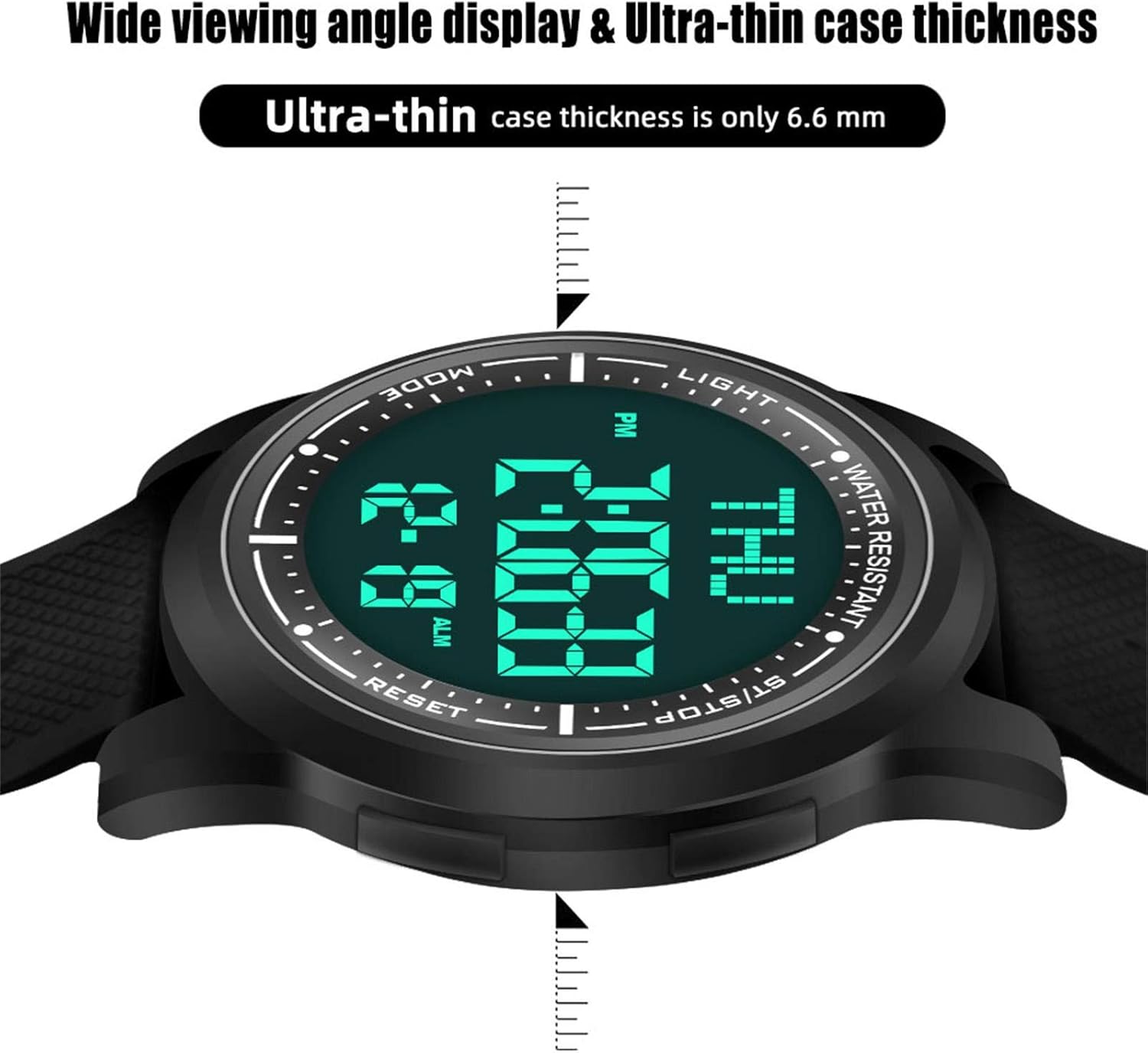 Beeasy Digital Watch Waterproof with Stopwatch Alarm Countdown Dual Time, Ultra-Thin Super Wide-Angle Display Digital Wrist Watches for Men Women - Image 4