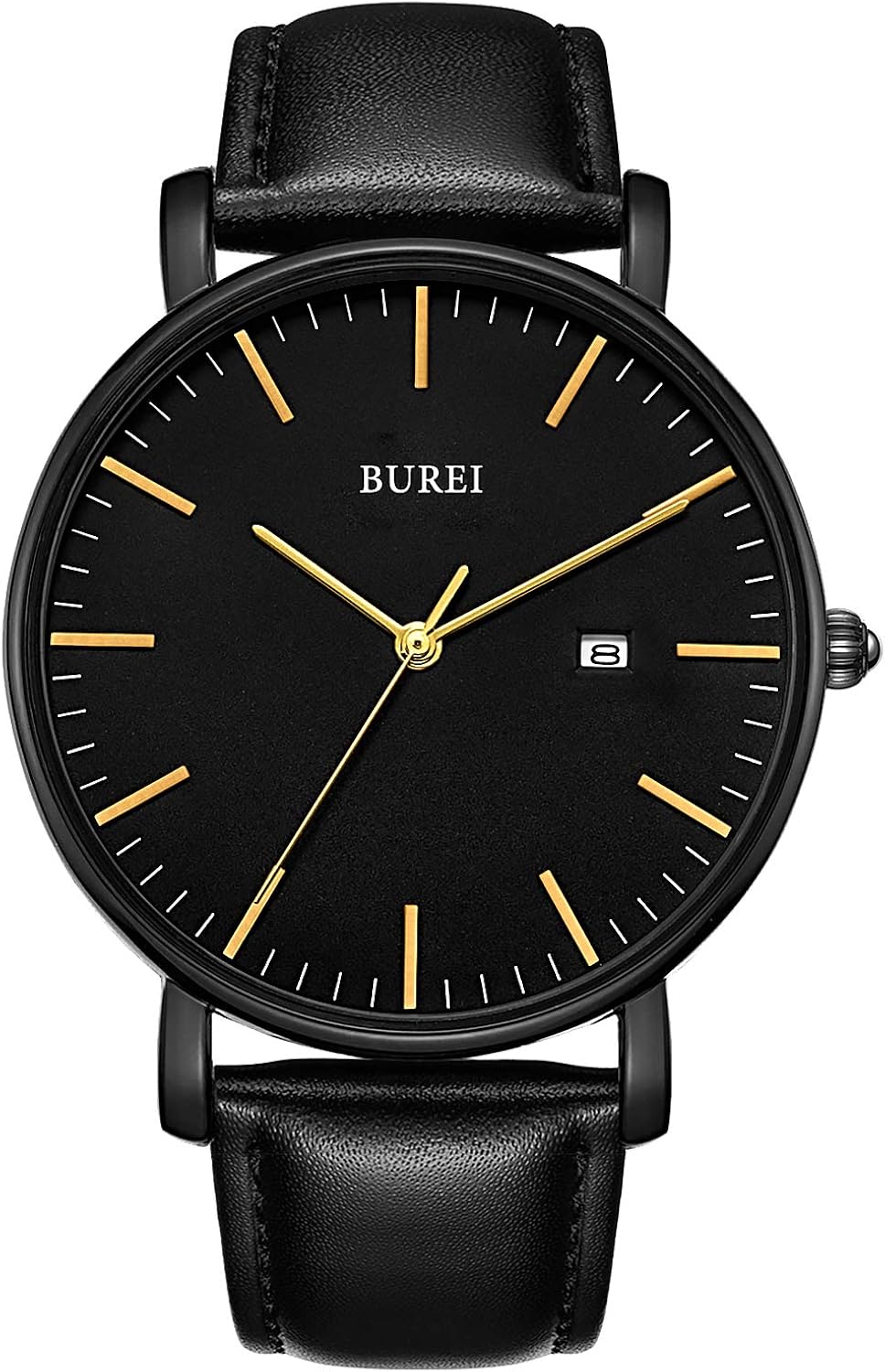 BUREI Men's Fashion Minimalist Wrist Watch Analog Date with Leather Strap - Image 14