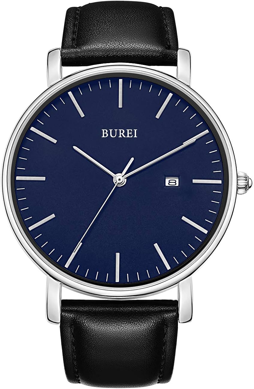 BUREI Men's Fashion Minimalist Wrist Watch Analog Date with Leather Strap - Image 10
