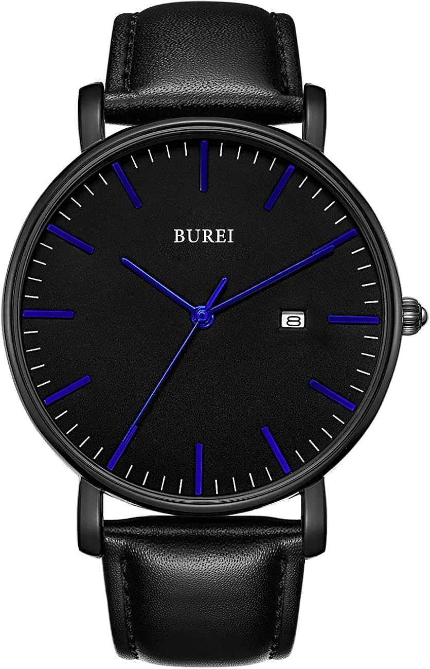 BUREI Men's Fashion Minimalist Wrist Watch Analog Date with Leather Strap - Image 15