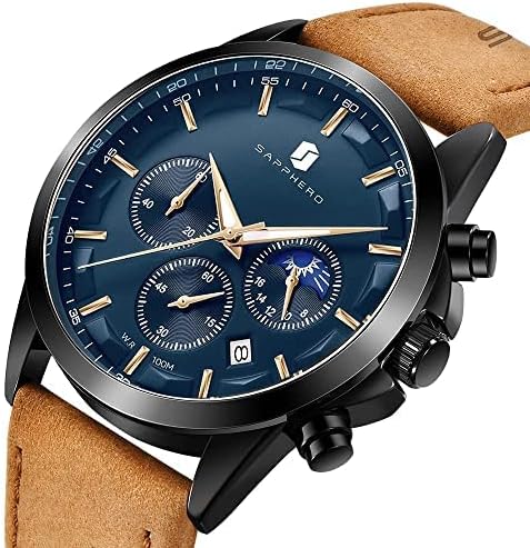 BY BENYAR Men's Watches 10 Bar Waterproof - Slim Fashion Wrist Watch for Men with Silver\/Black Stainless Steel\/Leather Band Chronograph Wristwatches - Image 8