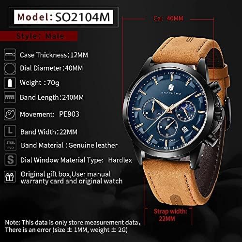 BY BENYAR Men's Watches 10 Bar Waterproof - Slim Fashion Wrist Watch for Men with Silver\/Black Stainless Steel\/Leather Band Chronograph Wristwatches - Image 6