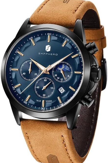 BY BENYAR Men's Watches 10 Bar Waterproof - Slim Fashion Wrist Watch for Men with Silver\/Black Stainless Steel\/Leather Band Chronograph Wristwatches