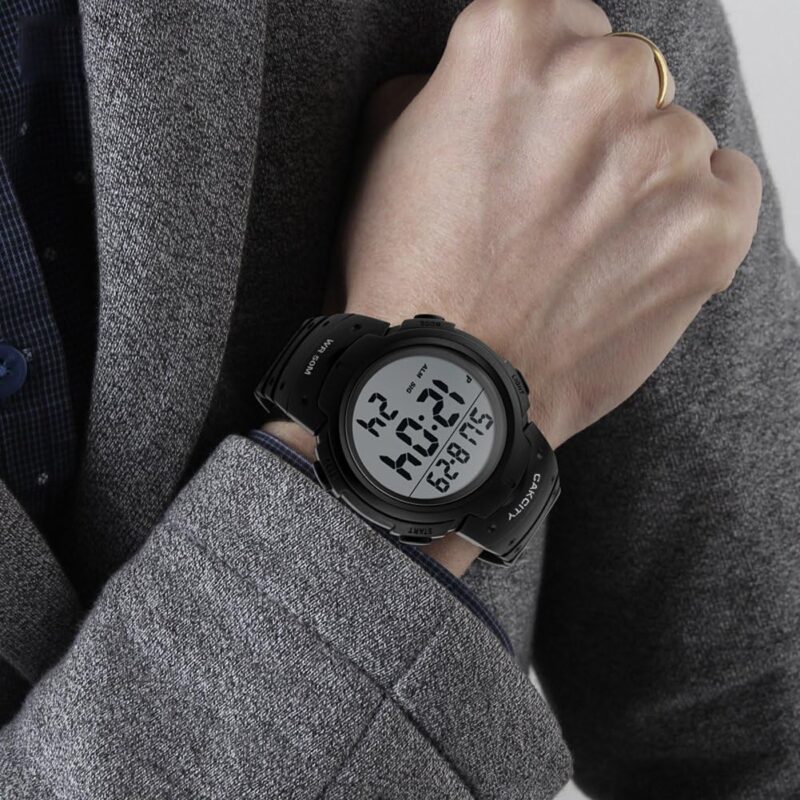 CakCity Mens Digital Sports Watch LED Screen Large Face Military Watches for Men Waterproof Casual Luminous Stopwatch Alarm Simple Army Watch - Image 2