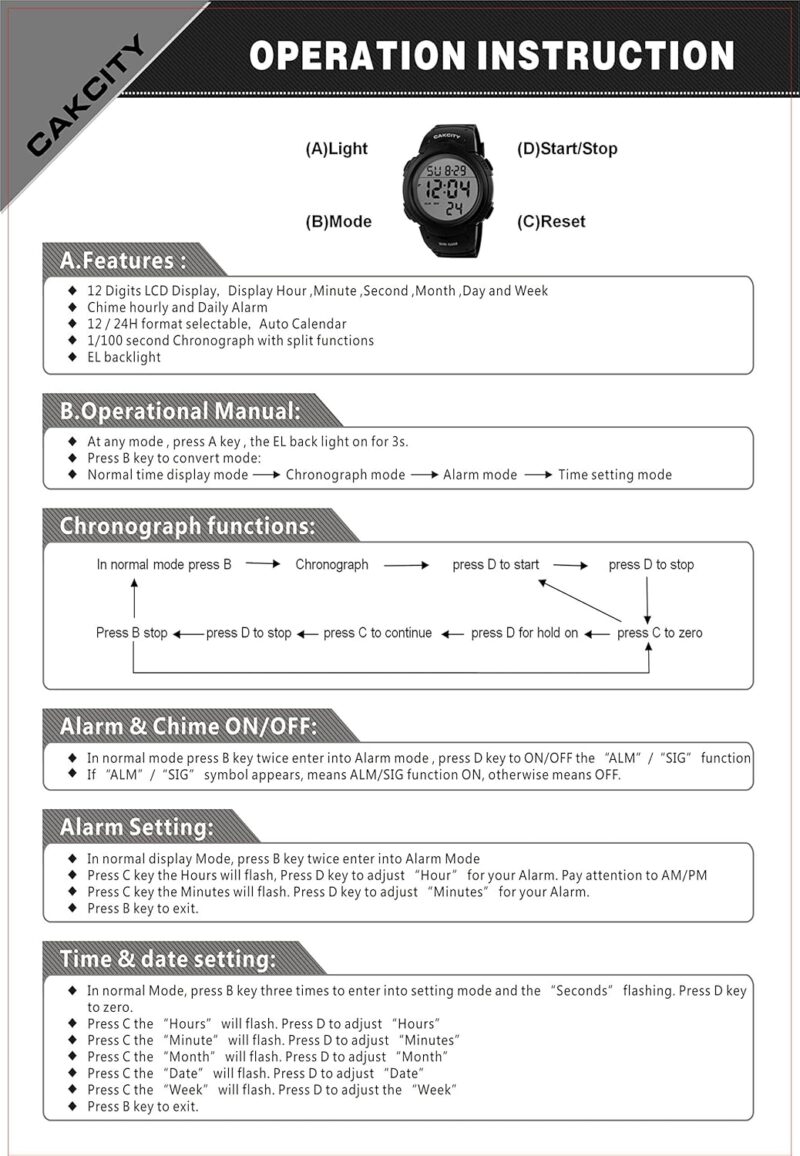 CakCity Mens Digital Sports Watch LED Screen Large Face Military Watches for Men Waterproof Casual Luminous Stopwatch Alarm Simple Army Watch - Image 6