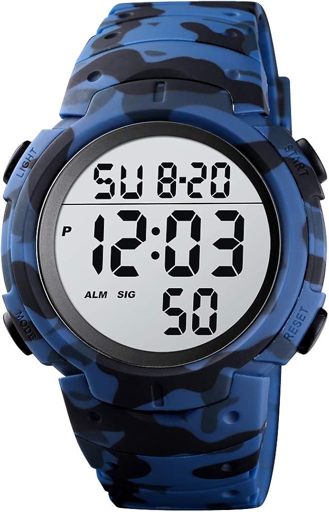 CakCity Mens Digital Sports Watch LED Screen Large Face Military Watches for Men Waterproof Casual Luminous Stopwatch Alarm Simple Army Watch - Image 9