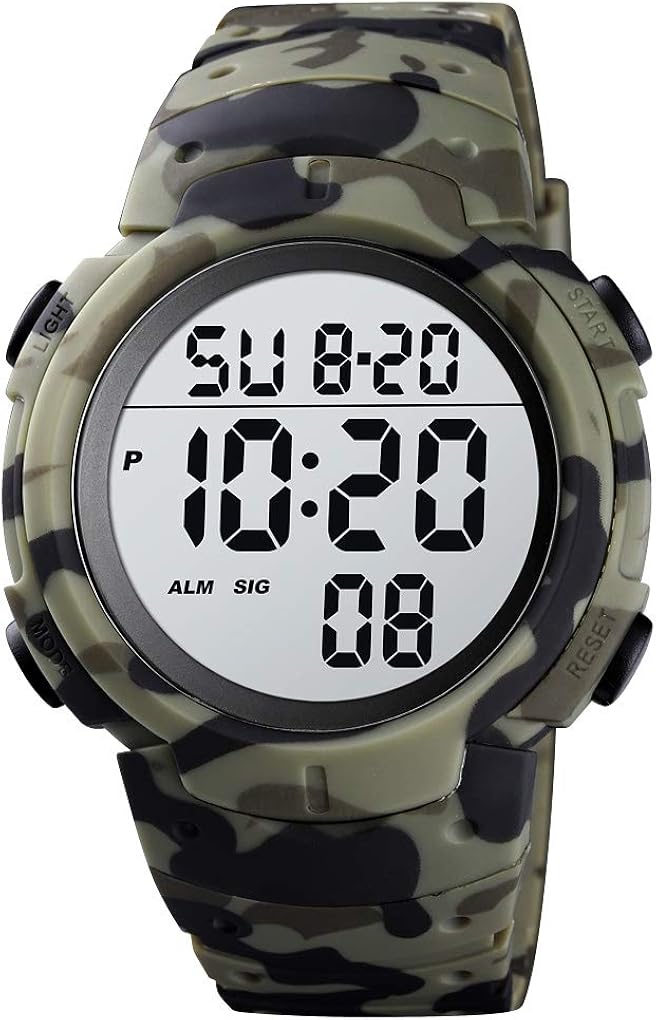 CakCity Mens Digital Sports Watch LED Screen Large Face Military Watches for Men Waterproof Casual Luminous Stopwatch Alarm Simple Army Watch - Image 8