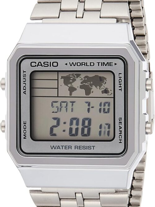 Casio - A500WA-7D - Vintage - Unisex Watch - Digital Quartz - LCD Dial - Grey Steel Strap, LCD/Grey, Bracelet, LCD/Grey, Bracelet