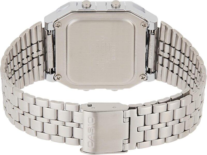 Casio - A500WA-7D - Vintage - Unisex Watch - Digital Quartz - LCD Dial - Grey Steel Strap, LCD/Grey, Bracelet, LCD/Grey, Bracelet - Image 3