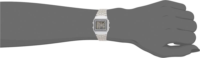 Casio - A500WA-7D - Vintage - Unisex Watch - Digital Quartz - LCD Dial - Grey Steel Strap, LCD/Grey, Bracelet, LCD/Grey, Bracelet - Image 4