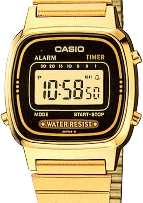 Casio Women's Vintage LA670WGA-1DF Daily Alarm Digital Gold-tone Watch