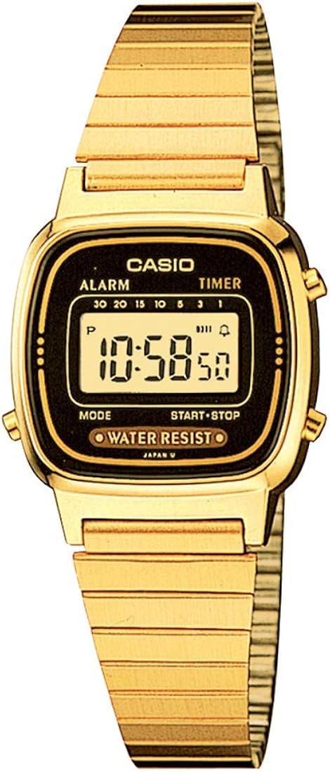 Casio Women's Vintage LA670WGA-1DF Daily Alarm Digital Gold-tone Watch
