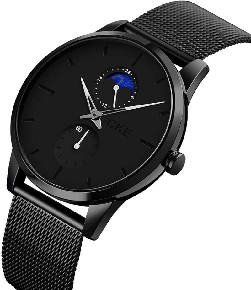CKE Mens Watch Ultra -Thin Minimalist Fashion Waterproof Wrist Watches for Men with Stainless Steel Mesh Band - Image 2