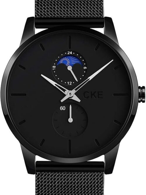 CKE Mens Watch Ultra -Thin Minimalist Fashion Waterproof Wrist Watches for Men with Stainless Steel Mesh Band