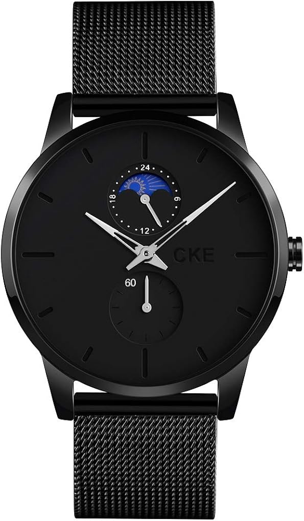 CKE Mens Watch Ultra -Thin Minimalist Fashion Waterproof Wrist Watches for Men with Stainless Steel Mesh Band