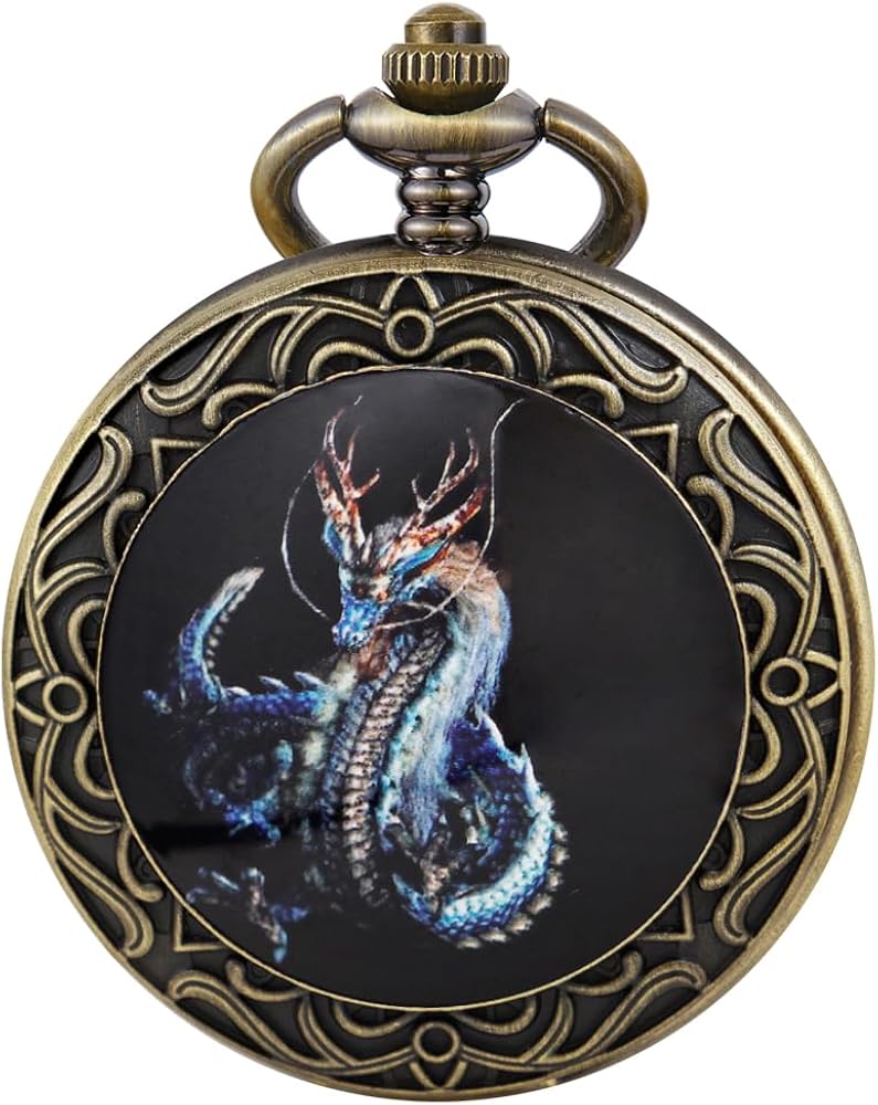 Cool Retro Pattern Theme Quartz Pocket Watch with Chain Gifts for Father's Days Birthdays - Image 8