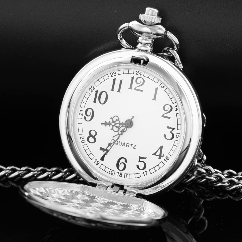 Cool Retro Pattern Theme Quartz Pocket Watch with Chain Gifts for Father's Days Birthdays - Image 3