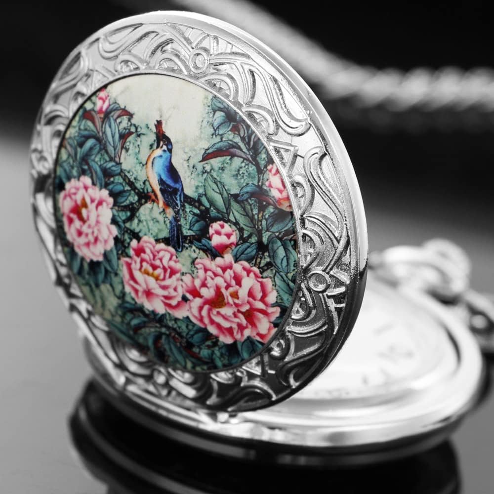 Cool Retro Pattern Theme Quartz Pocket Watch with Chain Gifts for Father's Days Birthdays - Image 4