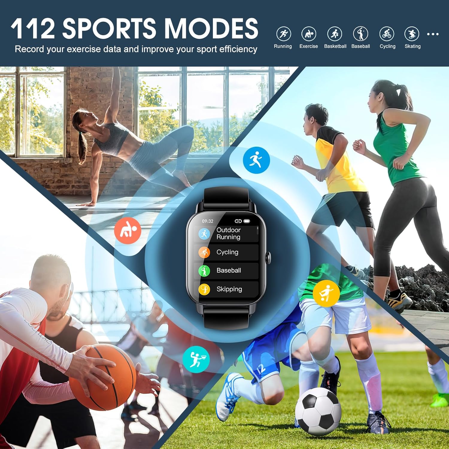 Ddidbi Smart Watch for Men Women(Answer\/Make Calls), 1.85" HD Touch Screen Fitness Watch with Sleep Heart Rate Monitor, 112 Sports Modes, IP68 Waterproof Activity Trackers Compatible with Android iOS - Image 4