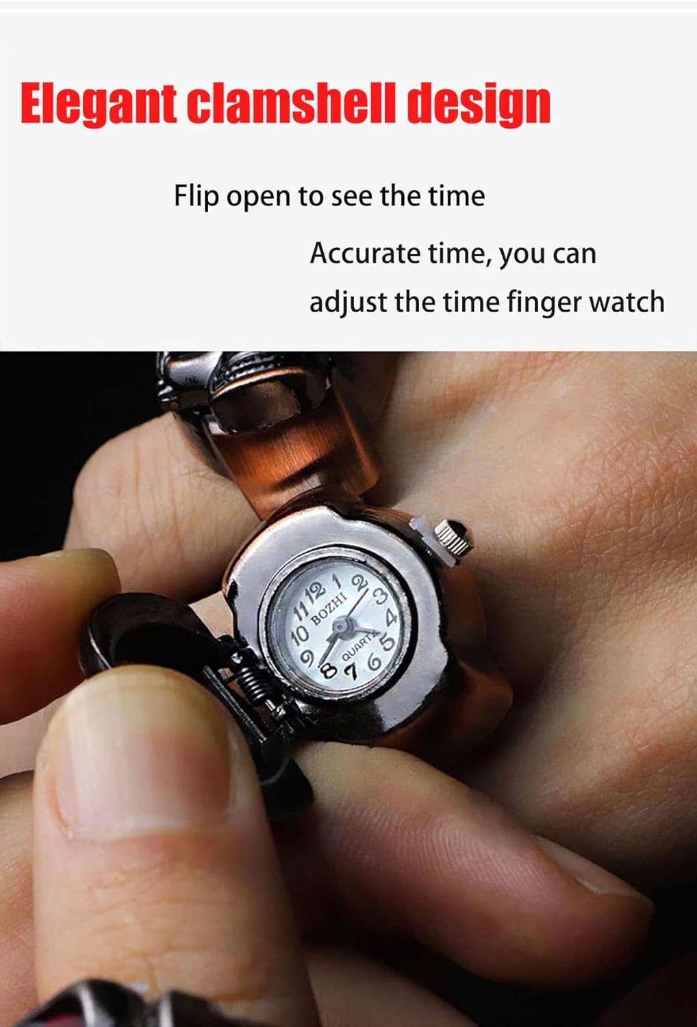 Deicicp New Statement Stylish Clamshell Quartz Ring Watch Vintage Look Unisex - Image 3