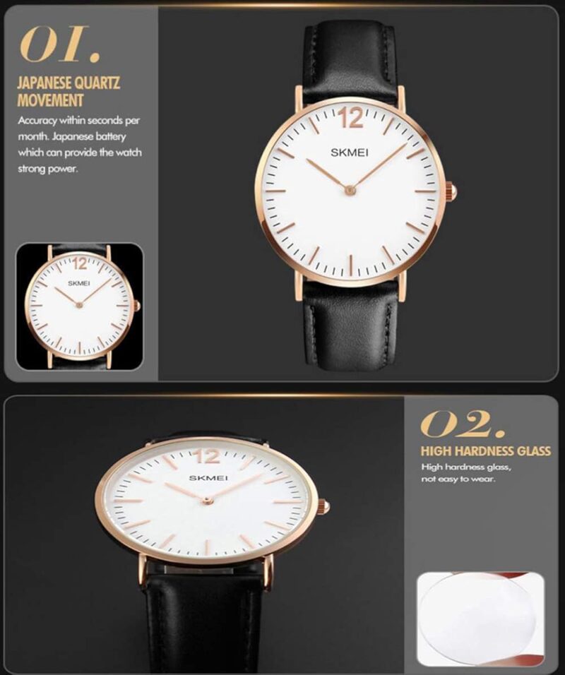 FANMIS Classic Unisex Casual Super Thin Quartz Analog Waterproof Wrist Watches Stainless Steel Ultra Thin Case Business Dress Watch - Image 5