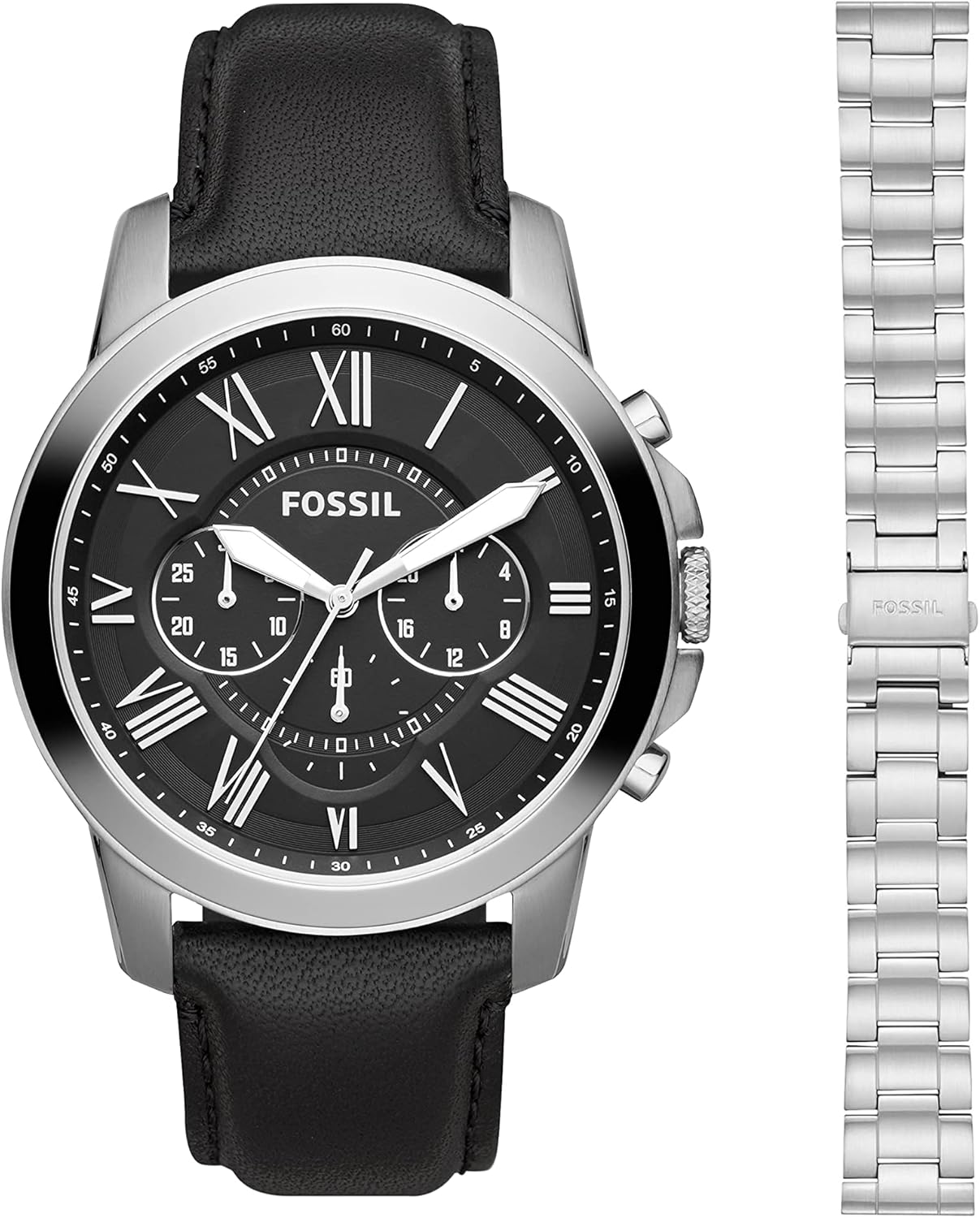 Fossil Grant Men's Watch with Chronograph Display and Genuine Leather or Stainless Steel Band - Image 11