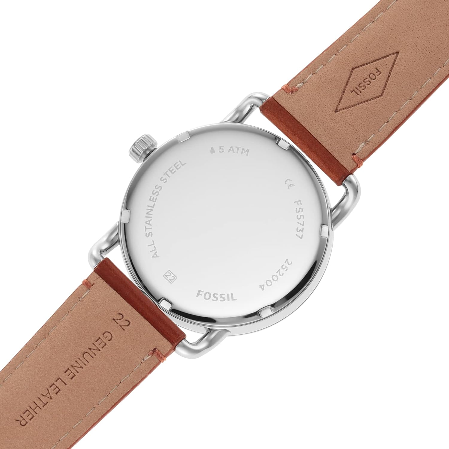 Fossil Men's Copeland Quartz Stainless Steel and Leather Three-Hand Watch, Color: Silver, Brown (Model: FS5737) - Image 9