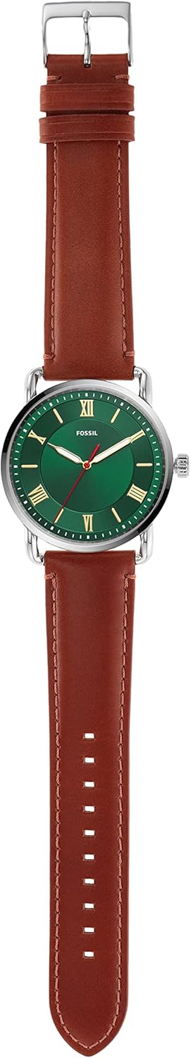 Fossil Men's Copeland Quartz Stainless Steel and Leather Three-Hand Watch, Color: Silver, Brown (Model: FS5737) - Image 5