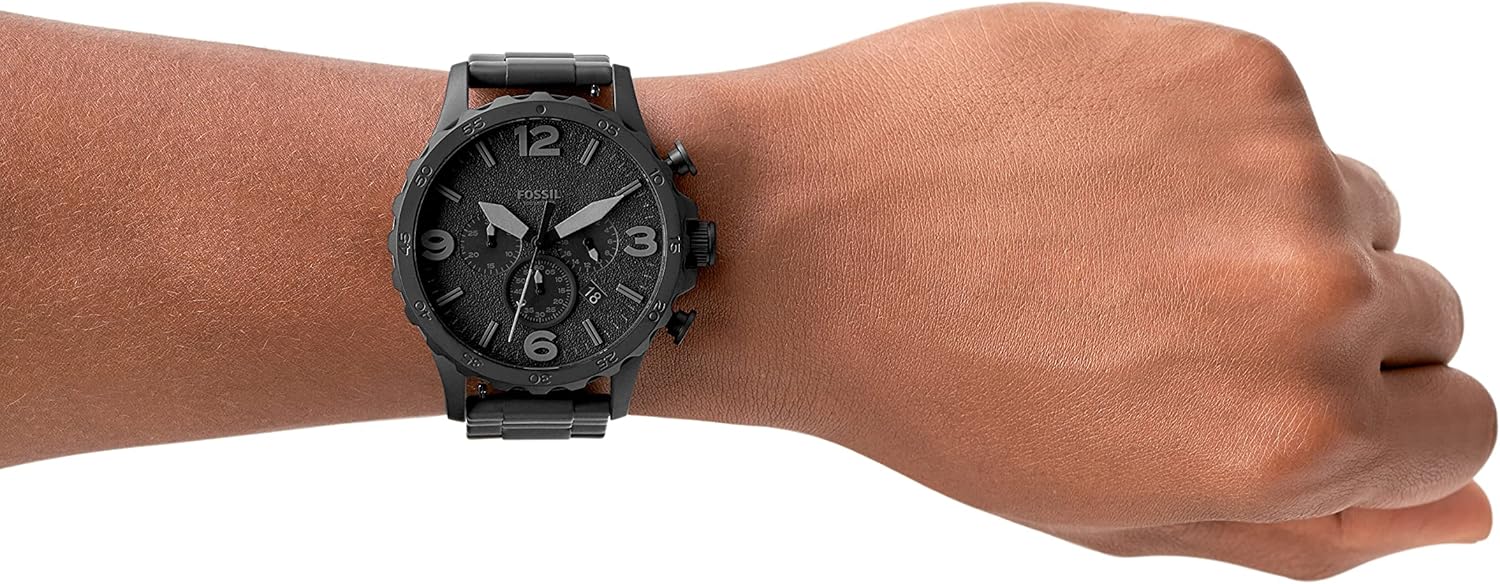 Fossil Men's Nate Quartz Stainless Steel Chronograph Watch, Color: Black (Model: JR1401) - Image 4