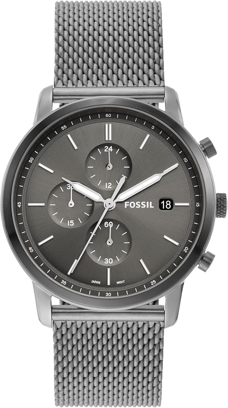 Fossil Minimalist Men's Watch with Leather or Stainless Steel Band, Chronograph or Analog Watch Display with Slim Case Design - Image 12