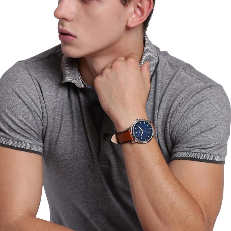Fossil Minimalist Men's Watch with Leather or Stainless Steel Band, Chronograph or Analog Watch Display with Slim Case Design - Image 6