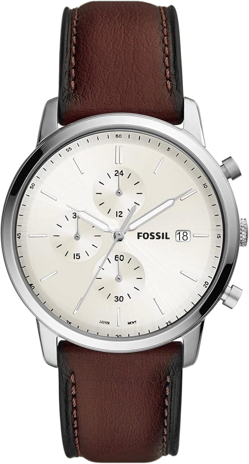 Fossil Minimalist Men's Watch with Leather or Stainless Steel Band, Chronograph or Analog Watch Display with Slim Case Design - Image 13
