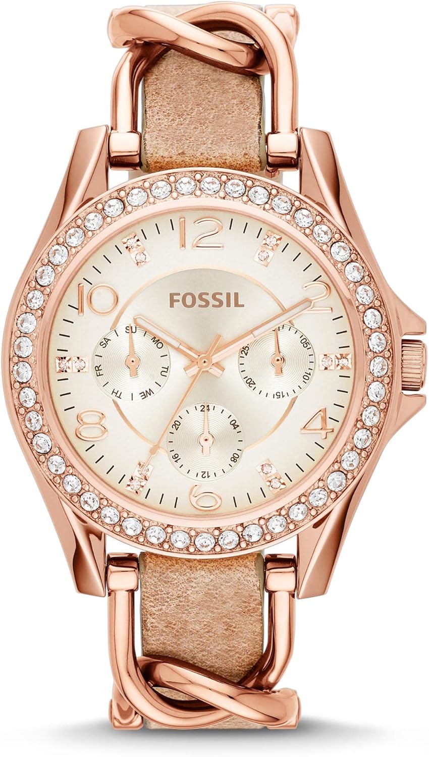 Fossil Riley Women's Watch with Crystal Accents and Stainless Steel Bracelet Band - Image 11