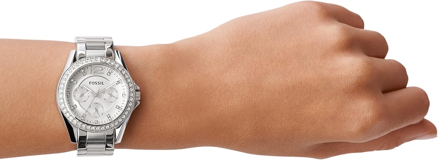 Fossil Riley Women's Watch with Crystal Accents and Stainless Steel Bracelet Band - Image 5
