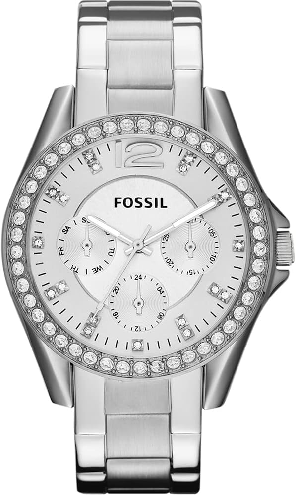 Fossil Riley Women's Watch with Crystal Accents and Stainless Steel Bracelet Band