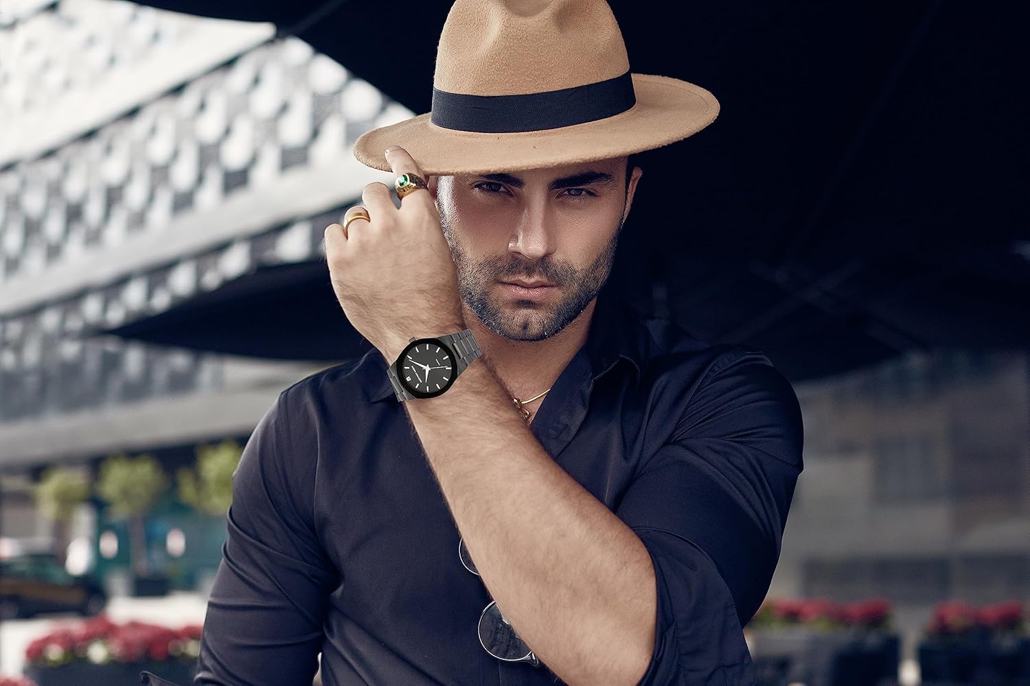 Geoffrey Beene Mens Watch - Stainless Steel Quartz Movement Analog Watch for Men, Gift for Men, Formal or Business Casual Minimalist Wrist Watches 42mm\u2026 - Image 2